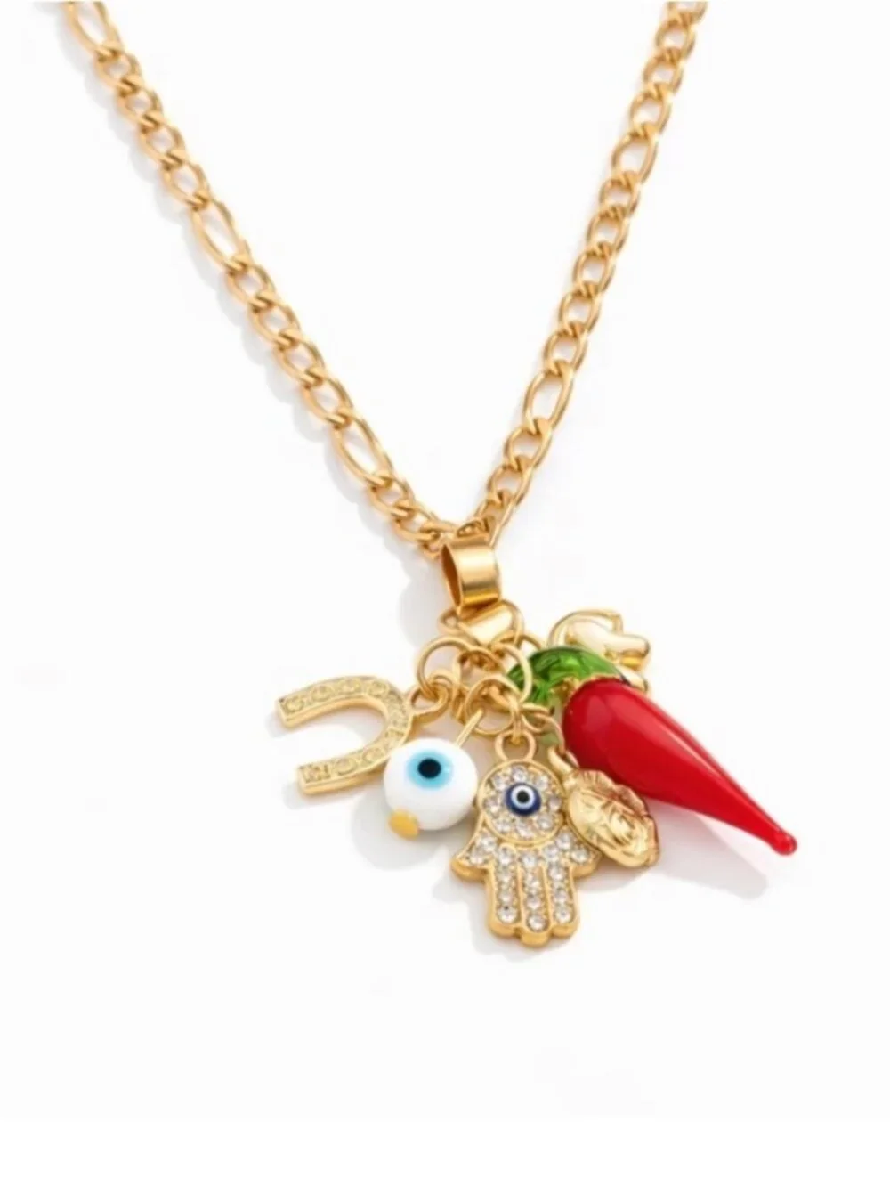 New! Gold Chili Pepper Charm Stack Necklace (1027) NWOT